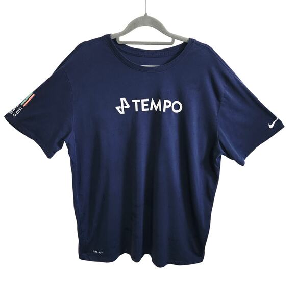 Nike Tempo Logo Tee Shirt Men's XL Blue The Motive Training Tee Workout Gym Bro - Picture 1 of 7